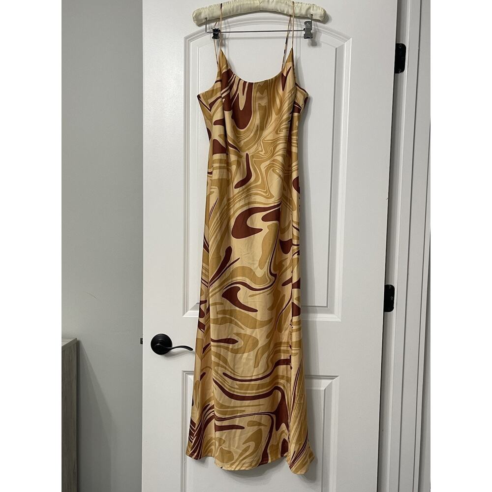 Y2K Swirl Print Slip Midi Dress Grunge Whimsigoth Bombshell Party Summer Maxi - Picture 3 of 12